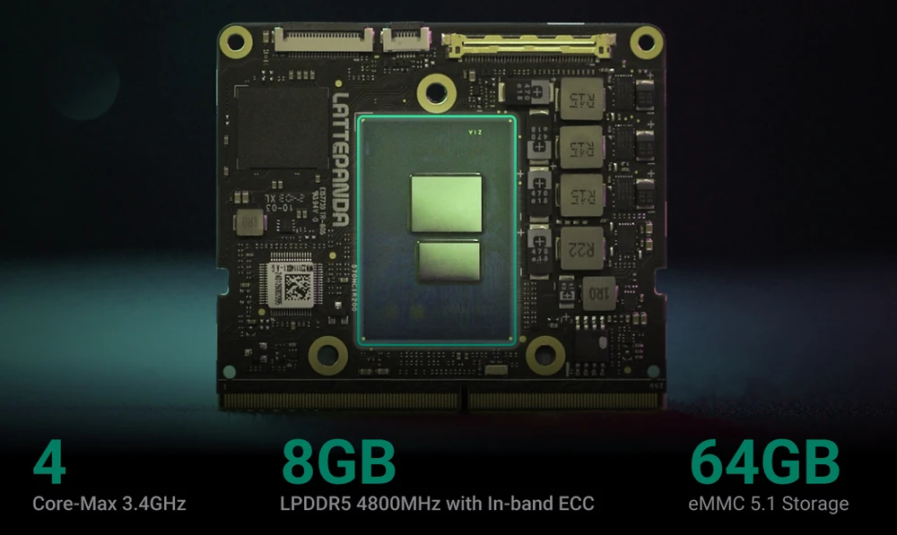 LattePanda Mu x86 compute module 4 cores max 3.4GHz performance