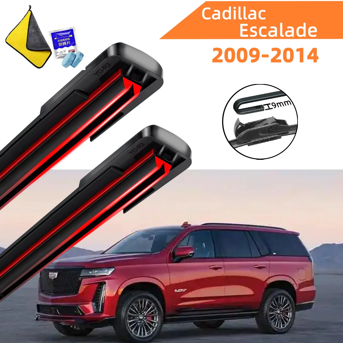 

Double Rubber Car Wipers for Cadillac Escalade Front Blade Brushes Cutter Automobiles Accessorie Wiper Windscreen Wear Wiper