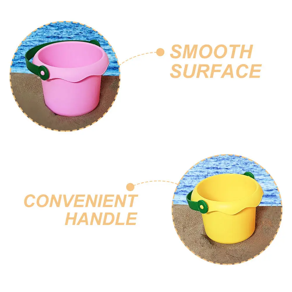 3Pcs Bright Lightweight Plastic Beach Sand Buckets with Non-Slip Grip Ergonomic Handle Multi-Use Portable Digging Water Play