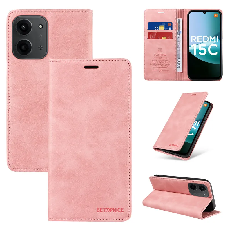 حافظة هاتف مضادة للسرقة لهاتف Xiaomi Redmi 15 15C A5 Note 15 Pro Plus Redmi15C 5G 4G محفظة كابا حامل بطاقة قلابة أغطية جلد Coque #3