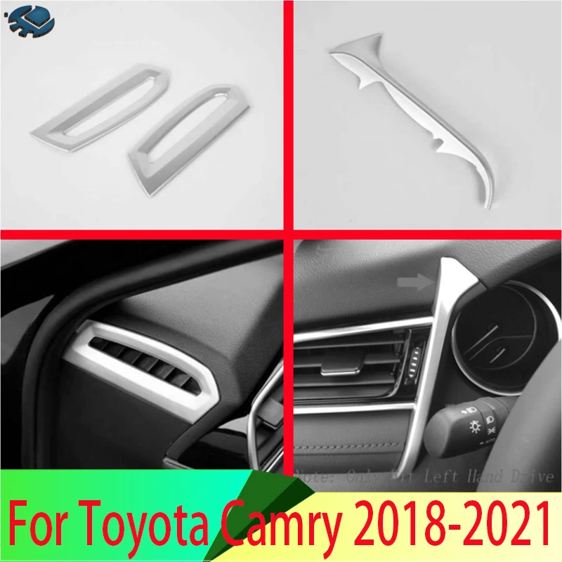 

Для Toyota Camry 2018-2021: Декоративная накладка на воздуховод, хромированная, из АБС-пластика, для приборной панели, рамка, молдинг, отделка