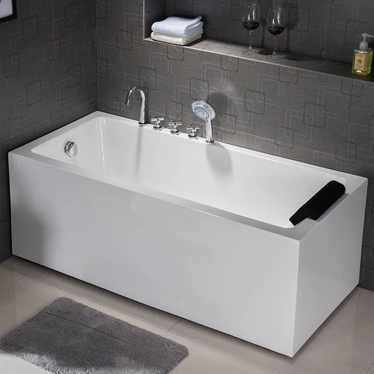 Acrylic freestanding bathtub massage integrated seamless square bathtub adult home hotel acrylic bathtub