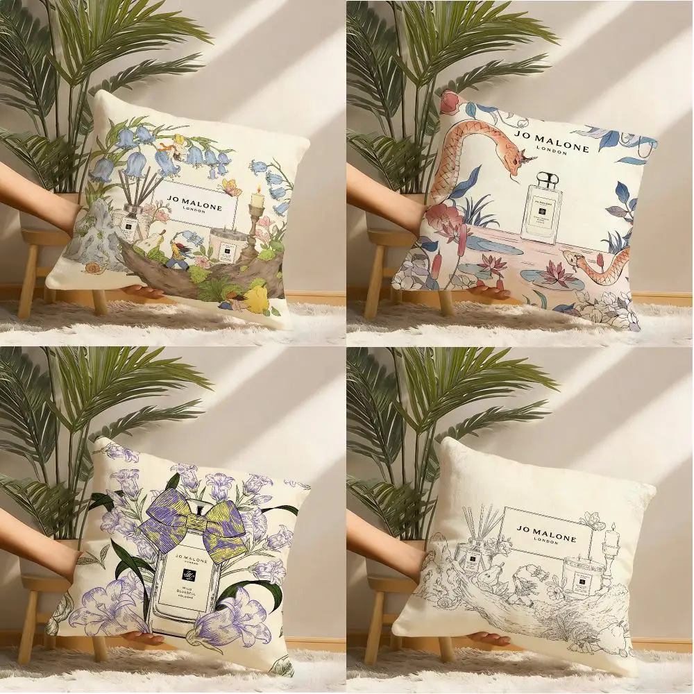 Jo M-Malone London Cushion Cover Natural Linen Organic Fabric Double-Sided Printing Sofa Home Decor Gift Pillow Cover