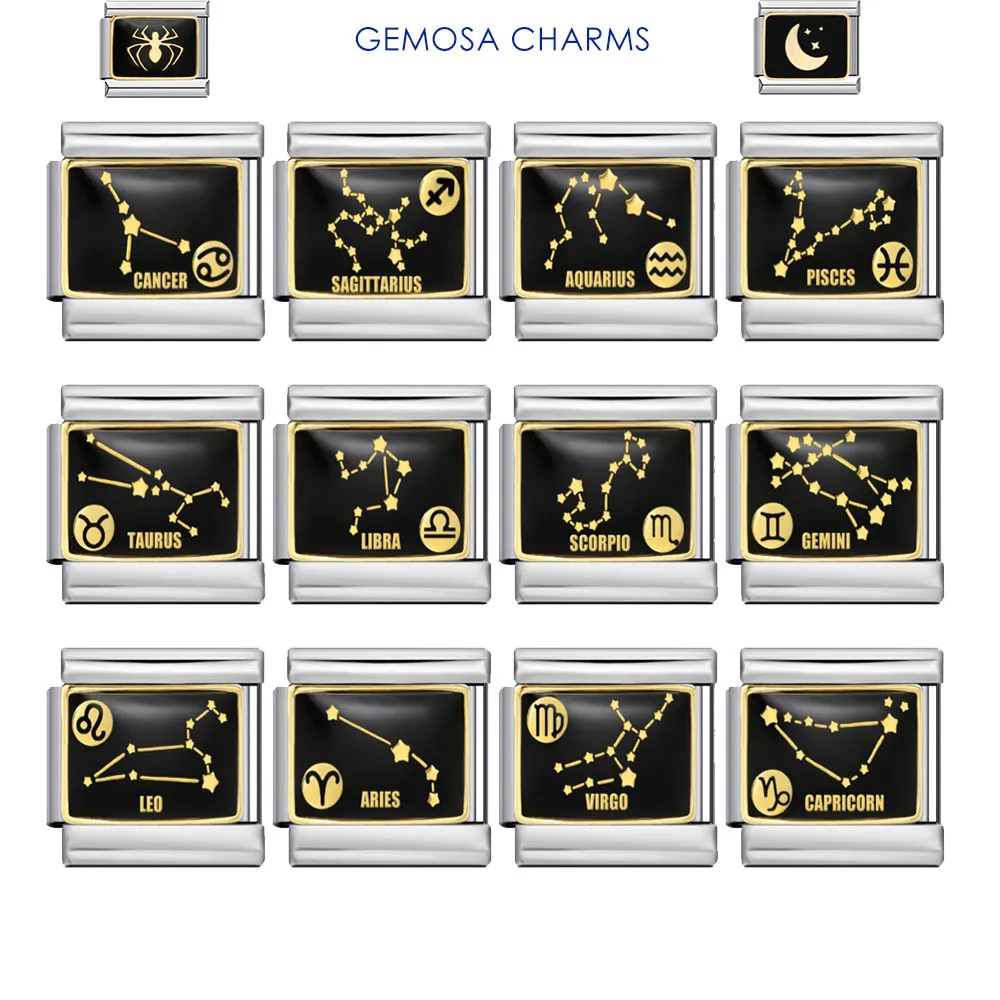 gemosa-Новый-1-шт-оригинальный-дизайн-черного-цвета-12-созвездий-Шарм-подходит-9-мм-браслет-из-нержавеющей-стали-изготовление-ювелирных-изделий-для-подарка