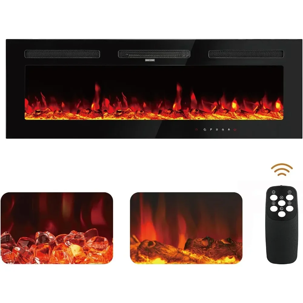 

50 Inch Electric Fireplace Inserts Wall Fireplace Electric with Remote Control Electric Fireplace Wall Mounted Recessed