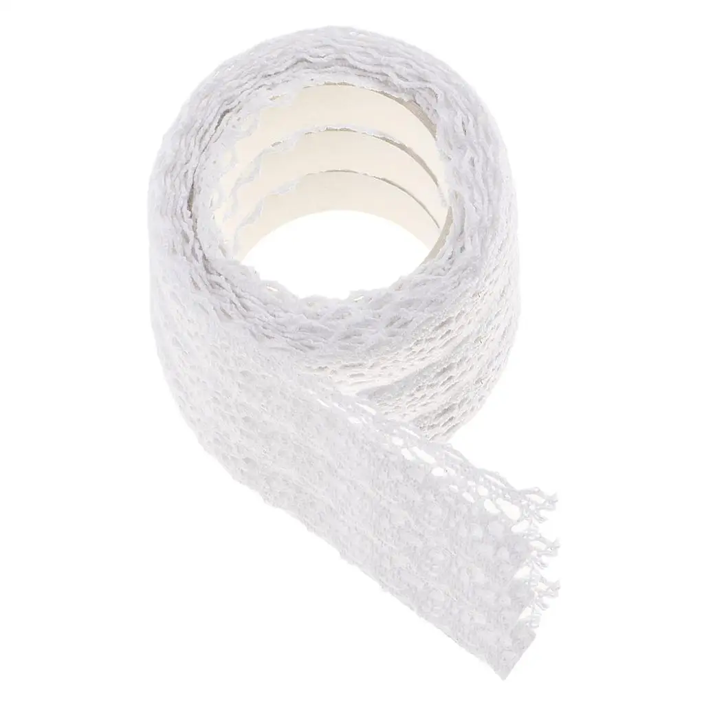 3x 2m Self Adhesive Cotton Lace Decorative Sticky Ribbon Craft Masking Tape