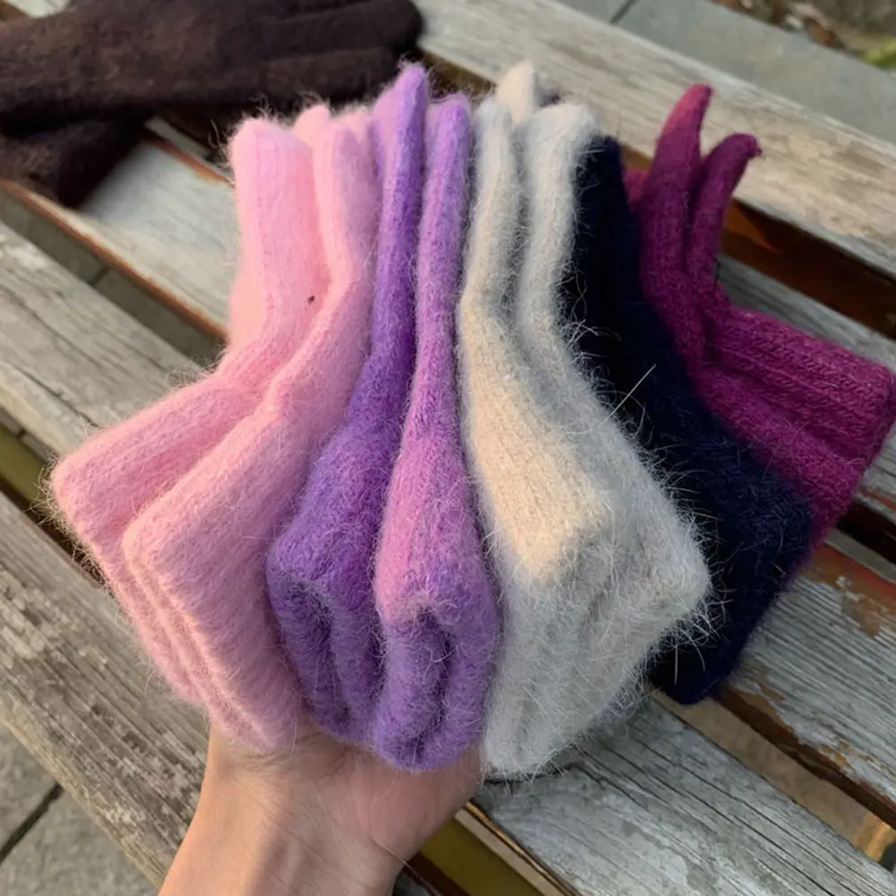 Cycling Driving Elastic Cashmere Mittens Winter Gloves Full Finger Gloves Warm Thick