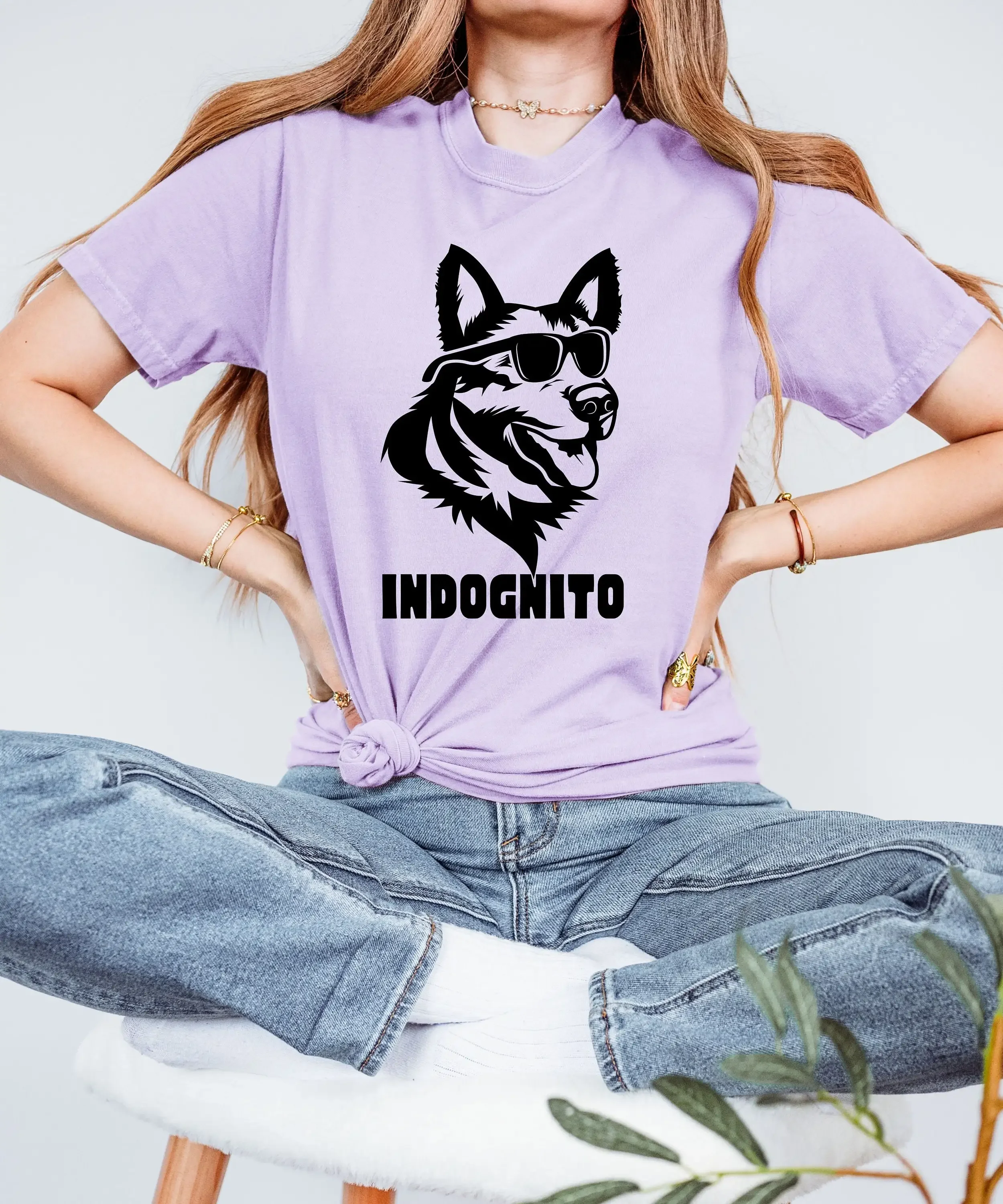 Indognito Incognito Funny German Shepherd Dog Sunglasses Heavy Weight Comfort Colors T Shirt