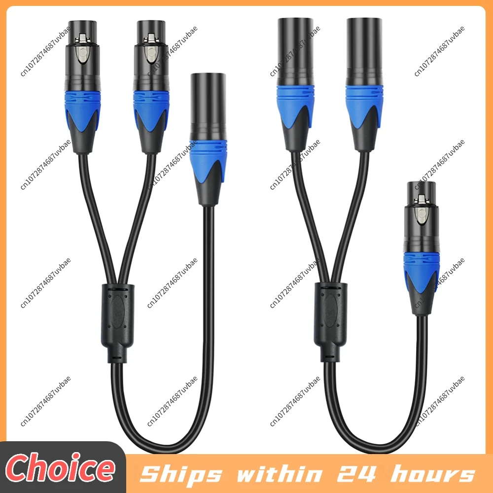 XLR 3 Pin Male To 2 Female Y Splitter Cable 0.5M Balanced Audio Adapter Cord For Microphone Mixer Amplifier Speaker Cannon