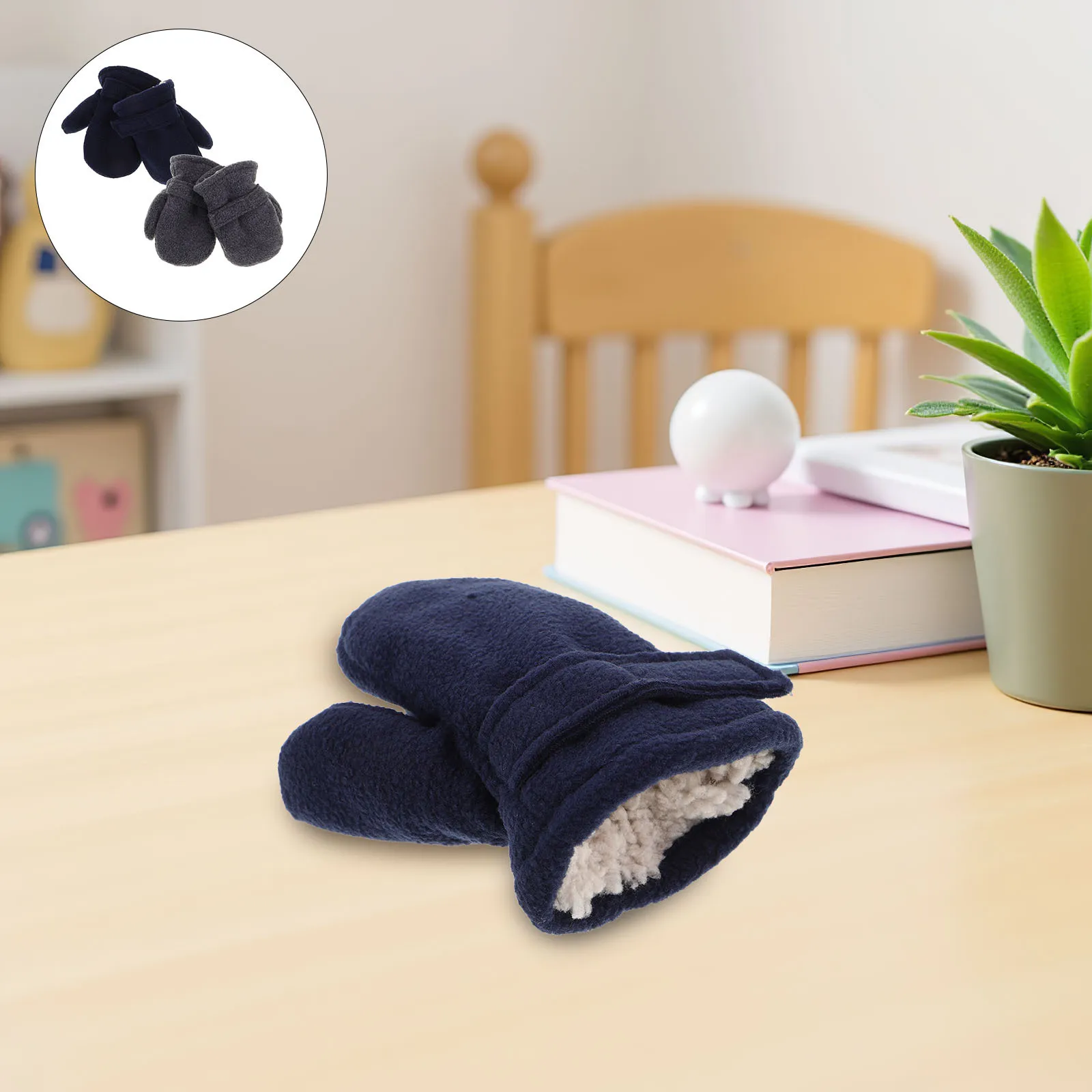 2 أزواج من القفازات الحرارية للأطفال سميكة مبطنة بالصوف قفازات الثلج آمنة بحلقة ربط مناسبة للأنشطة الشتوية #1