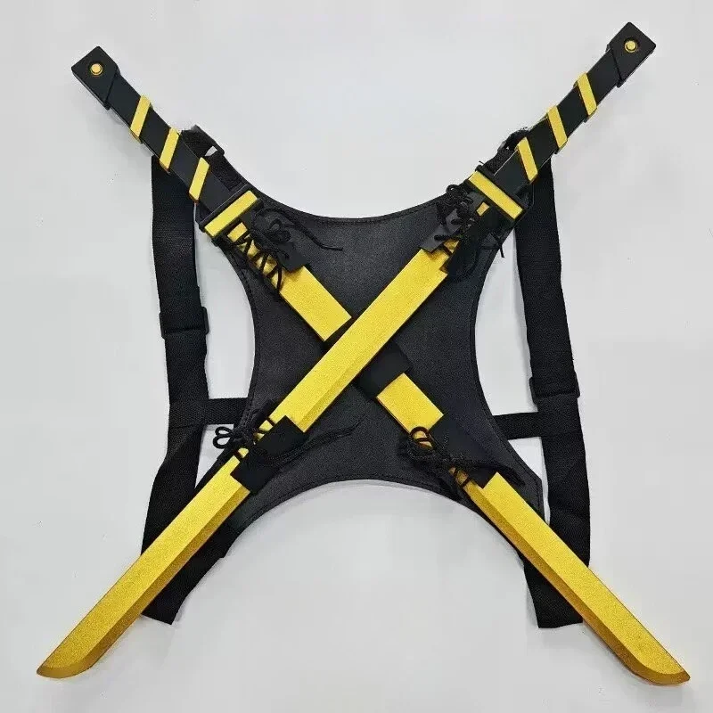 Double Sword Back Harness, PU Leather Adjustable Sword Holder Strap, Back Sheath for Ninja Samurai Cosplay Costume Halloween