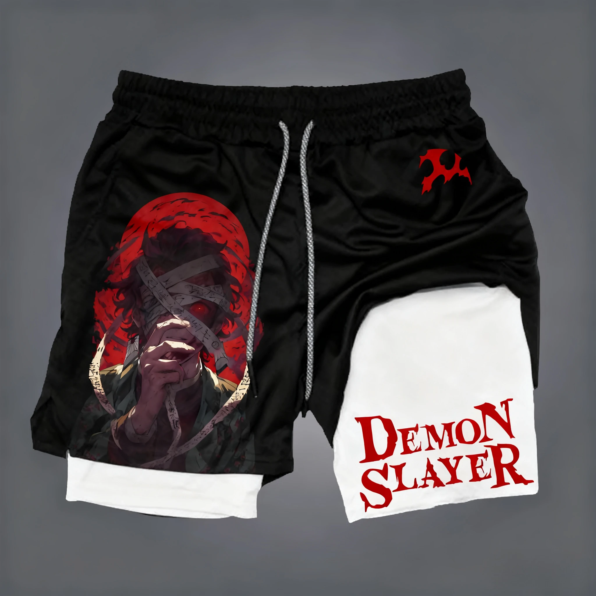

Bandai Demon Slayer Printed Men's Double-layered Shorts 2026 Summer American Loose, Breathable and Sporty Fashion Shorts