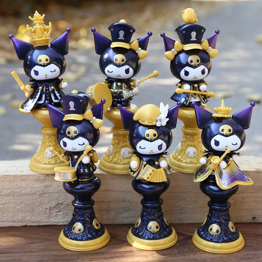 6 pçs sanrio anime figura kuromi banda série figura de ação boneca bonito modelo brinquedos coleção presente