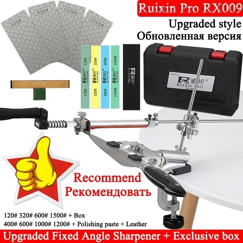 Ruixin Multifunctional Household Fixed Angle Sharpener Kitchen Knife Sharpening System Sharpen Tool 360° Rotary Knife Whetstone