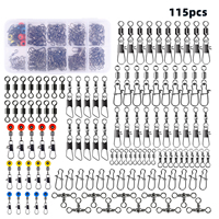 Box of 115 Fishing Connector Swivels Boxed Pins Center Pass Swivels Sea Bean Bass Trout Fishing Accessories