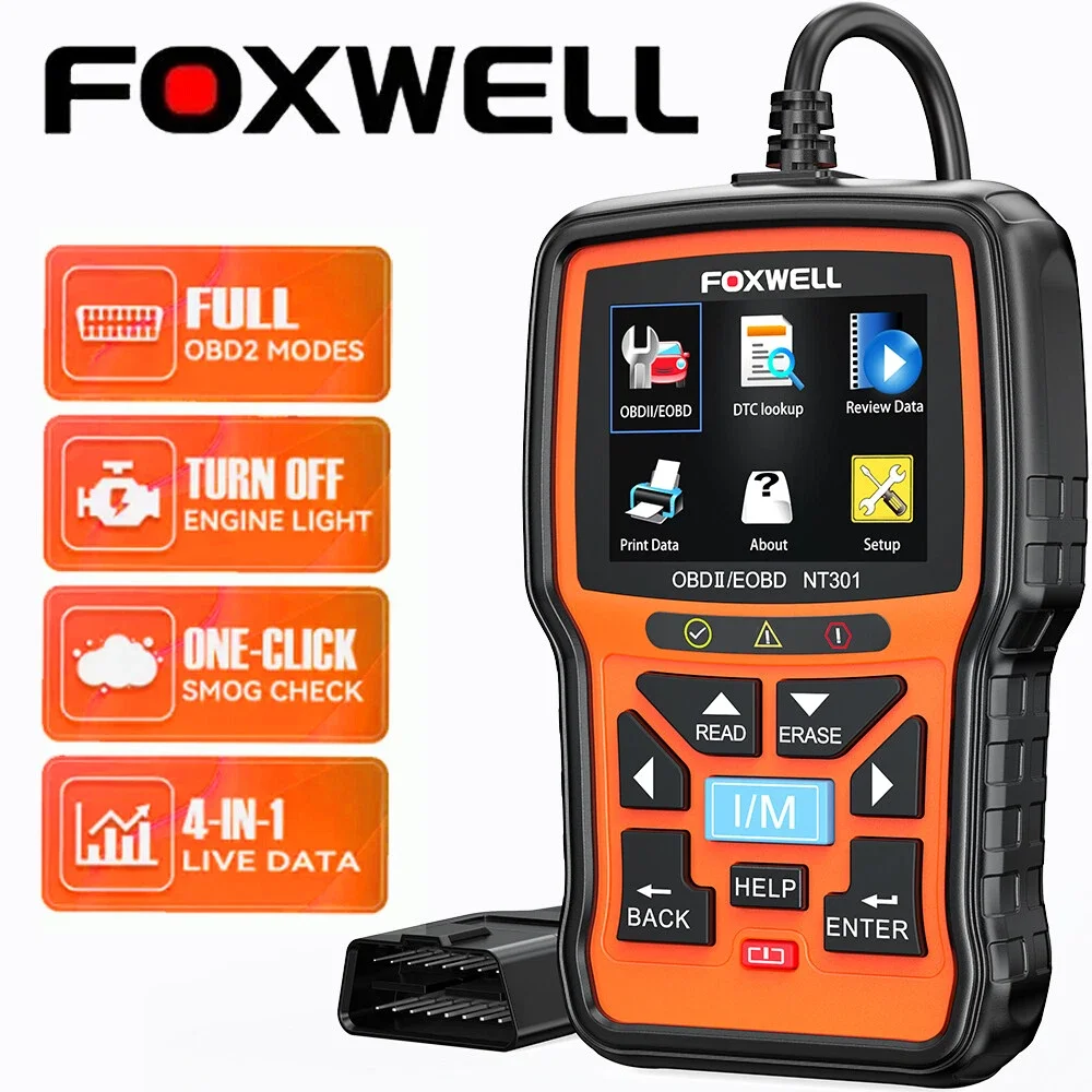 FOXWELL NT301 OBD2 Scanner OBD II Check Engine Fault Code Reader Diagnostic Tool Professional OBD2 Automotive Scanner Car Tool
