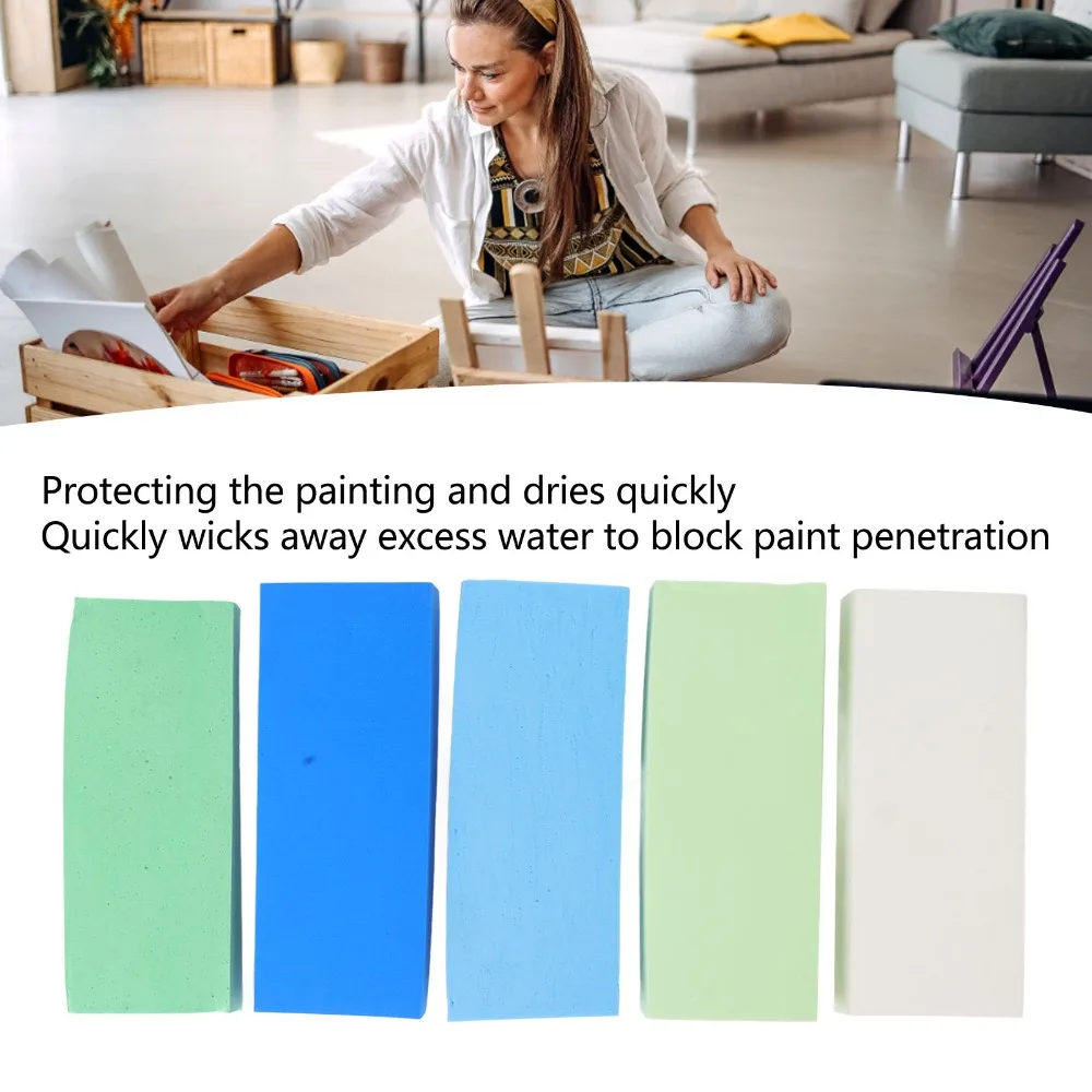 5PCS Random Color Painting Absorbing Sponge Fine Pore Soft Paintbrush Cleaning Sponge Strong Liquid Absorption Light Weight