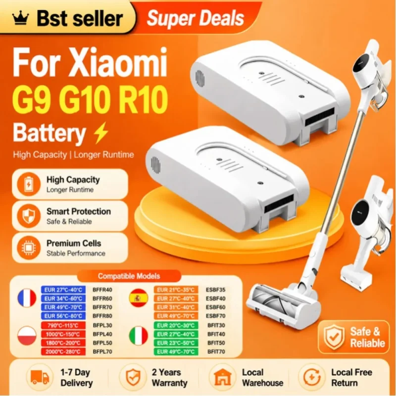 Original 25,2V 5000mAh Wiederaufladbarer Lithium-Ionen-Akku für Xiaomi Mijia Dreame G9 G10 R10 Kabelloser Staubsauger