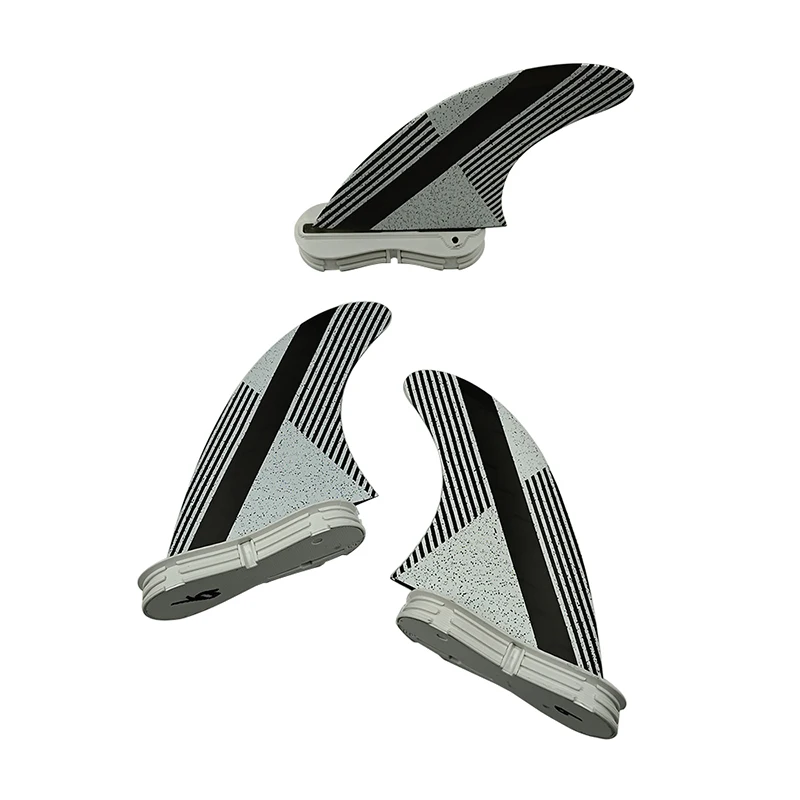 Paddleboard Double Tabs 2 Fin Size M/L Black with White Color Surfboard Fins 3 Pieces Per Set Honeycomb SUP Board Accessroies