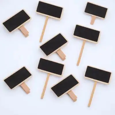 

50Pcs Blackboard Shape Memo Clips Wooden Photo Clamps for Notes Messages Home Decoration Reusable Craft