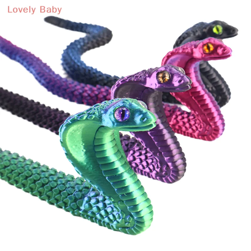

1PC Children Toys Gift Creative 3D Printing Simulatlon Cobra Joint Movable Model Funny Wacky Animal Desktop Decoration Ornaments