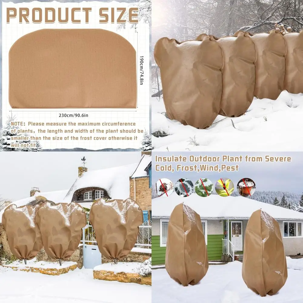 

Winter Plant Covers, Reusable Frost Protection Bags for Outdoor Shrubs, Brown (90.6x74.8 Inch)
