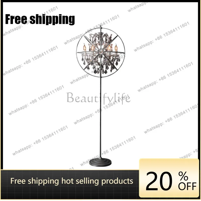 hot retro wrought iron candlestick creative personality living room villa art crystal floor ornament can shine