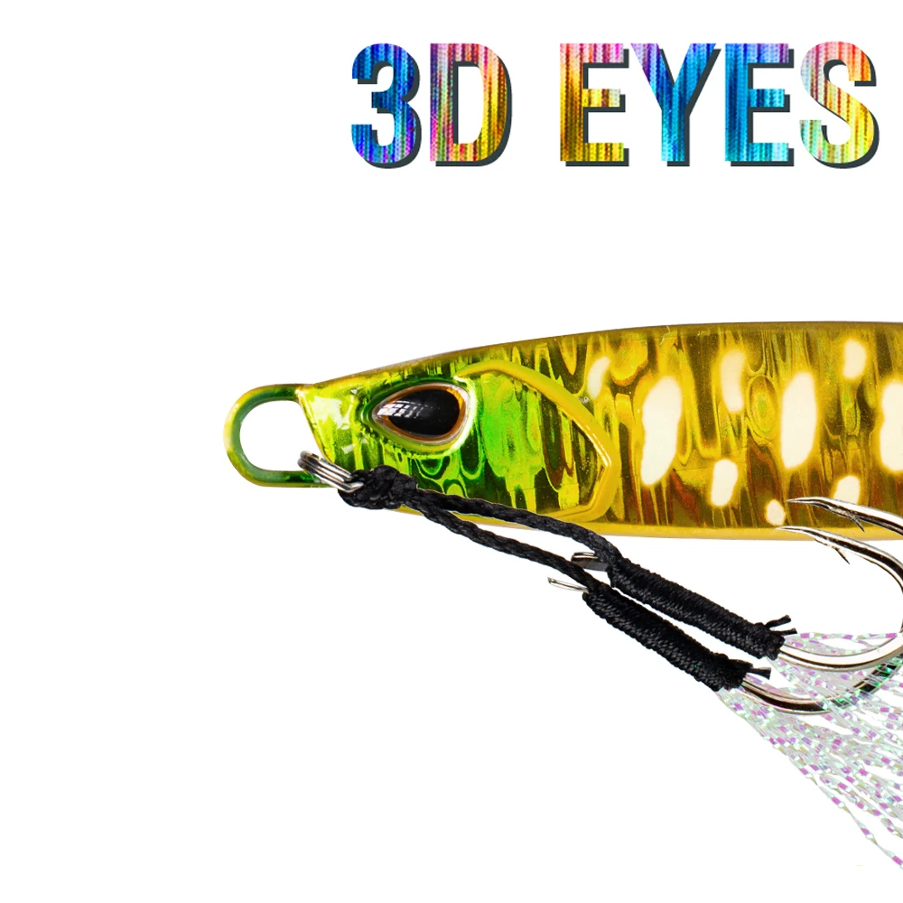 1Pc Leuchtende Metall Jigs Angeln Locken Sinking mit Assist Haken 40g/60g/80g/100g/150g Laser Jigging Casting Köder Künstliche Köder – Detail 3