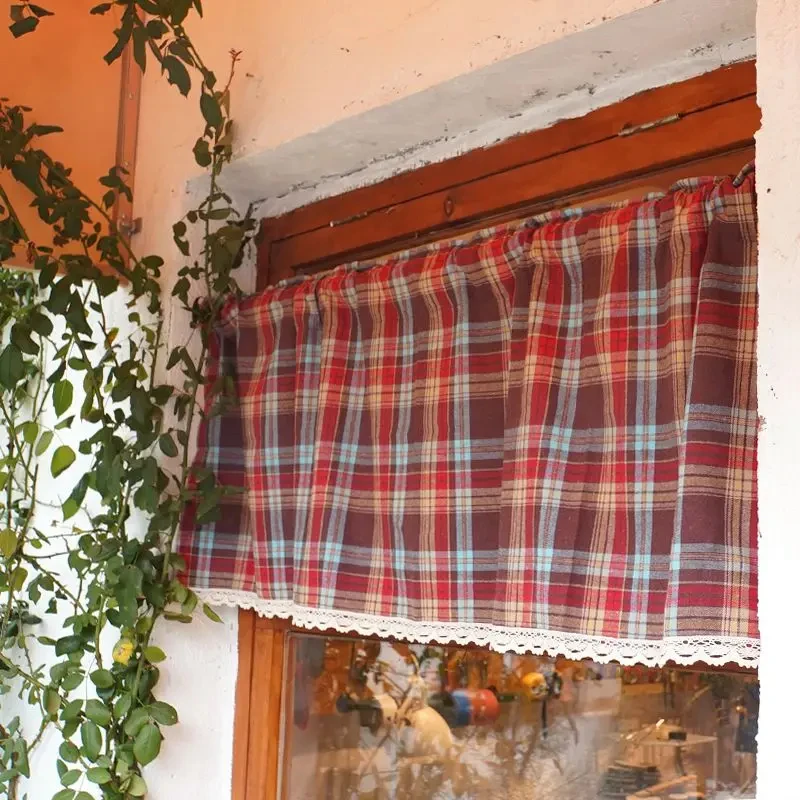 Christmas Retro Style Lace Patterned Curtains Suitable for Bedroom Living Room Bay Window Parties Home Decoration 1PC