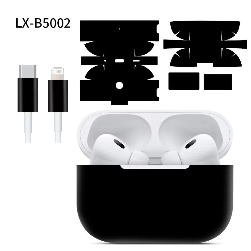 2 pçs transparente fosco decalque pele para airpods pro 2 protetor de corpo inteiro cor lisa 3m envoltório filme capa para airpods 1 2 3 adesivo