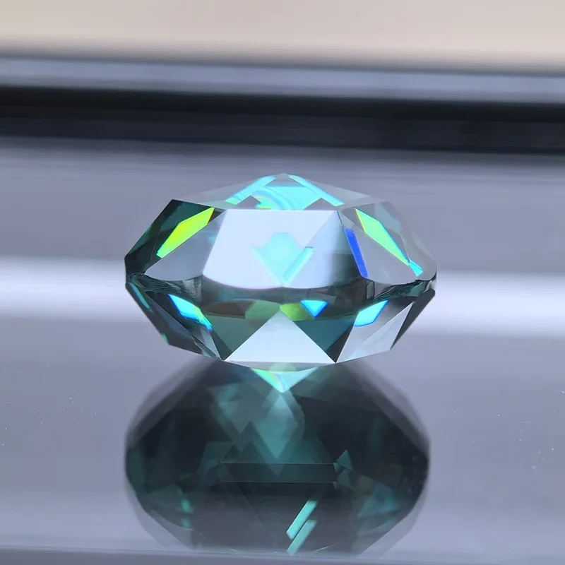 Moissanite Round Shape Double Faced Rose Cut Emerald green Charm Beads for DIY Jewelry Making Materials with GRA Certificate