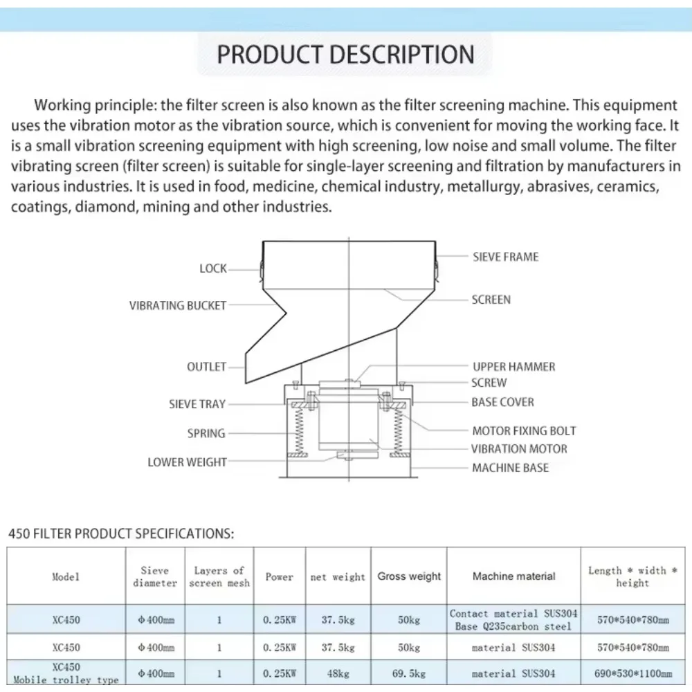 650 Type Fruit Juice Impurity Filter Equipment Vegetable Oil Filter Screening Machine Dairy Milk Solid-Liquid Separation Sieve