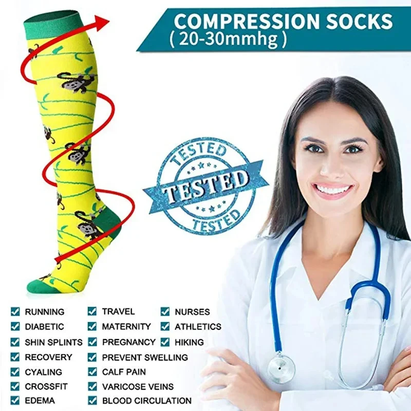 Compression Socks Men Women Varicose Veins Swelling Anti Fatigue Golf Socks Outdoor Sports Fitness Marathon Hiking Cycling Socks