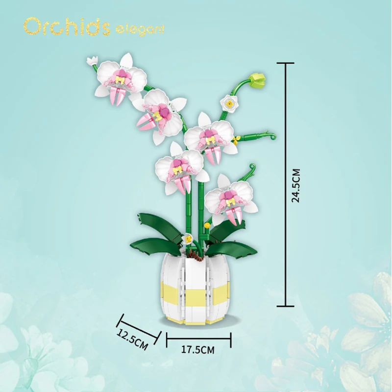 2139 Flower potted office home simulation creative decoration Children puzzle MINI building blocks Birthday holiday gift Violets