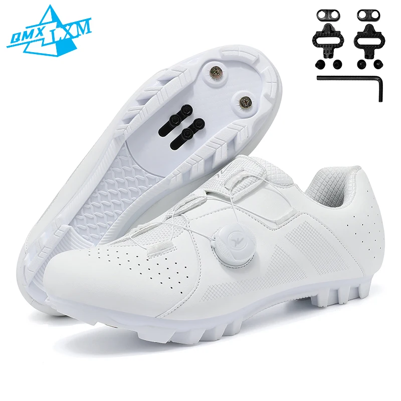 

Велотуфли для горного велосипеда 2026, мужские и женские, белые, A1, большие размеры до 48 # Велотуфли для шоссейных гонок с креплением SPD, самозапирающиеся кроссовки