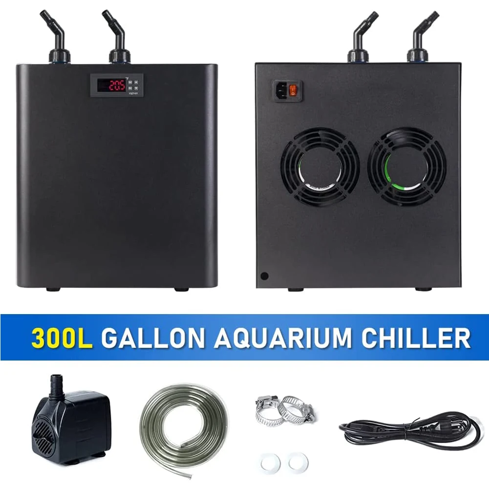 Aquarium 1/10 HP Water Chiller Hydroponics System Quiet Compressor Cooling Home Use Saltwater Freshwater Fish Tank