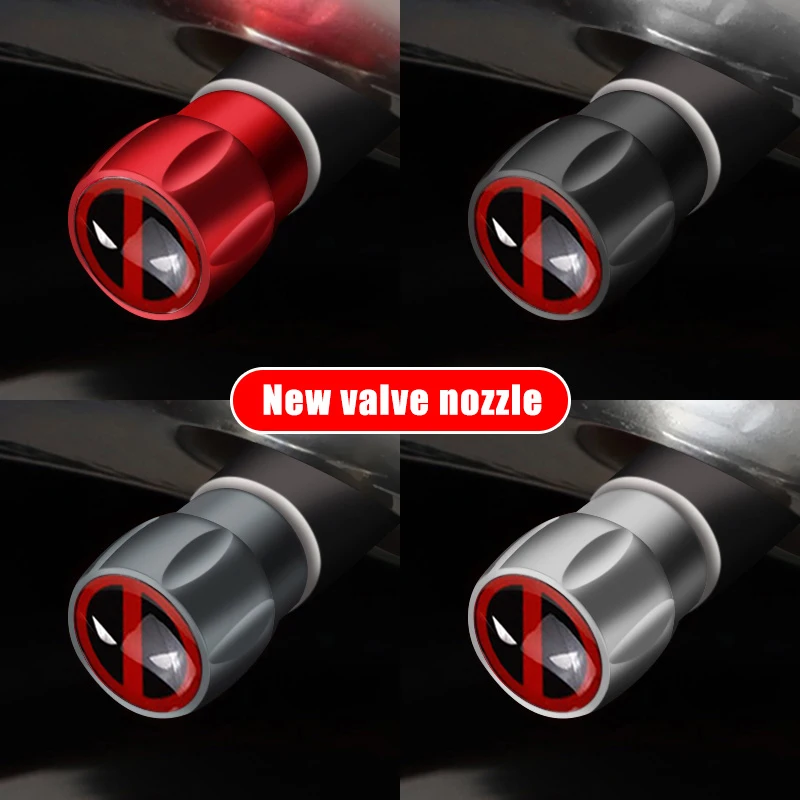 4pcs Anime Cartoon Marvel Deadpool Car Wheel Tire Valve Caps Alloy Cover for Mercedes Benz Subaru Mazda Peugeot Honda Audi BMW - view 6