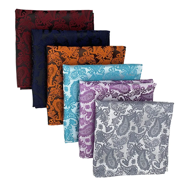 25 ซม.ประณีตอังกฤษผ้าเช็ดหน้า Paisley Jacquard โพลีเอสเตอร์ Hanky ที่ดีที่สุดธุรกิจจัดเลี้ยงชุด Pocket Square อีสเตอร์ของขวัญ