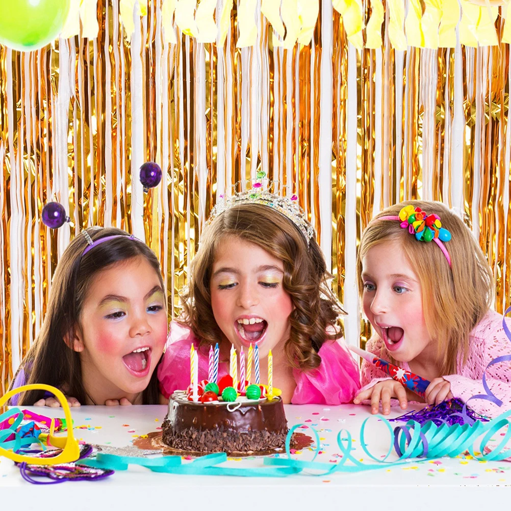 

Metallic Foil Fringe Curtains 3Mx1M Gold Birthday Photo Booth Backdrop Wedding Baby Shower Graduation Supplies