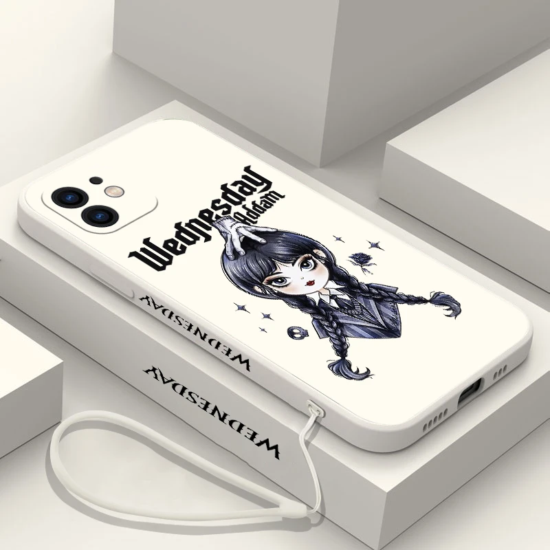 Wednesday Addam Phone Case For Samsung Galaxy S23 S22 S21 S20 Ultra Plus FE S10 4G S9 S10E Note 20 10 9 Plus With Lanyard Cover