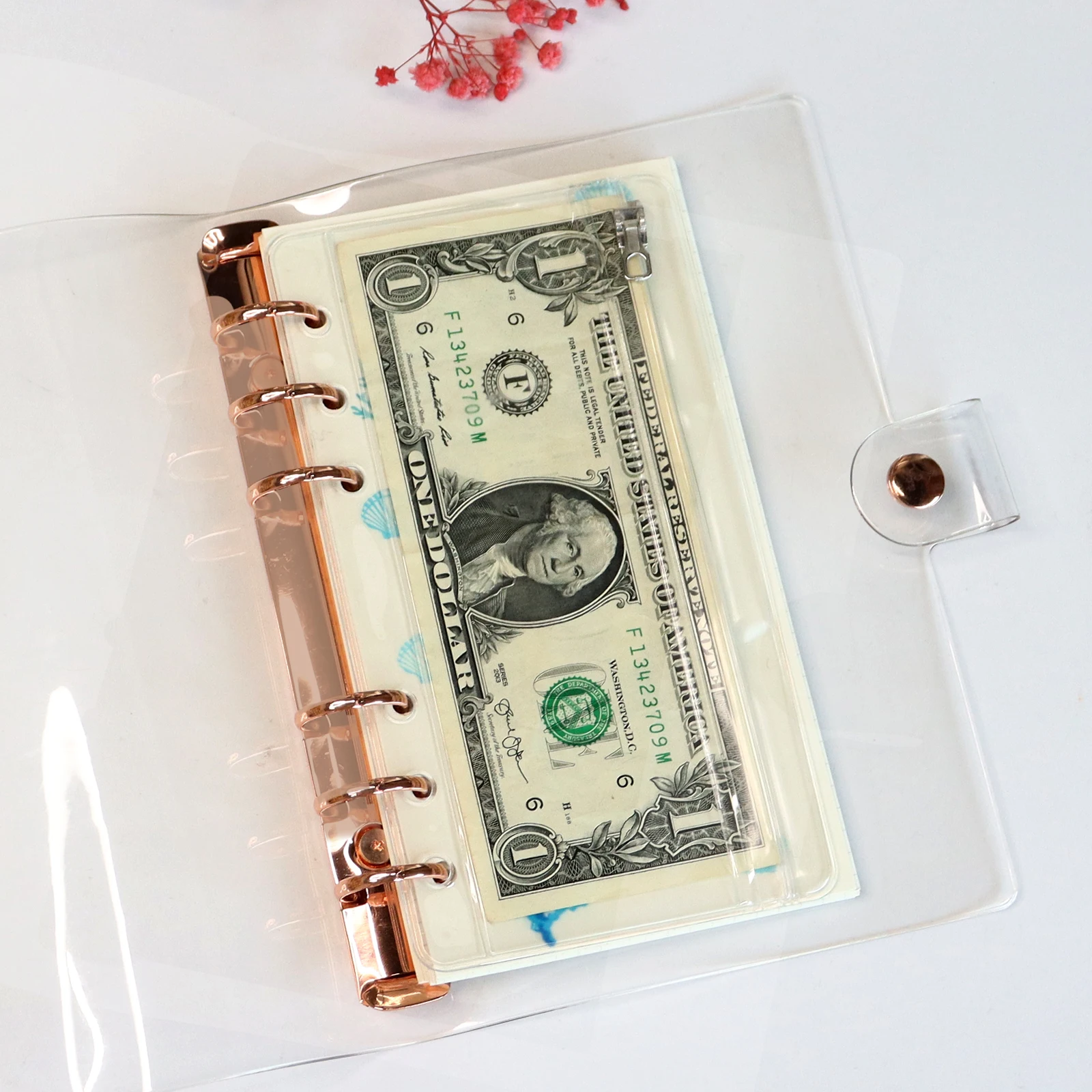 Crystal Bindmiddel Pocket Ritsen A6 Budget Bindmiddel Cash Envelop Geld Organizer Plastic Binder Rits Geld Saving Cash Envelop