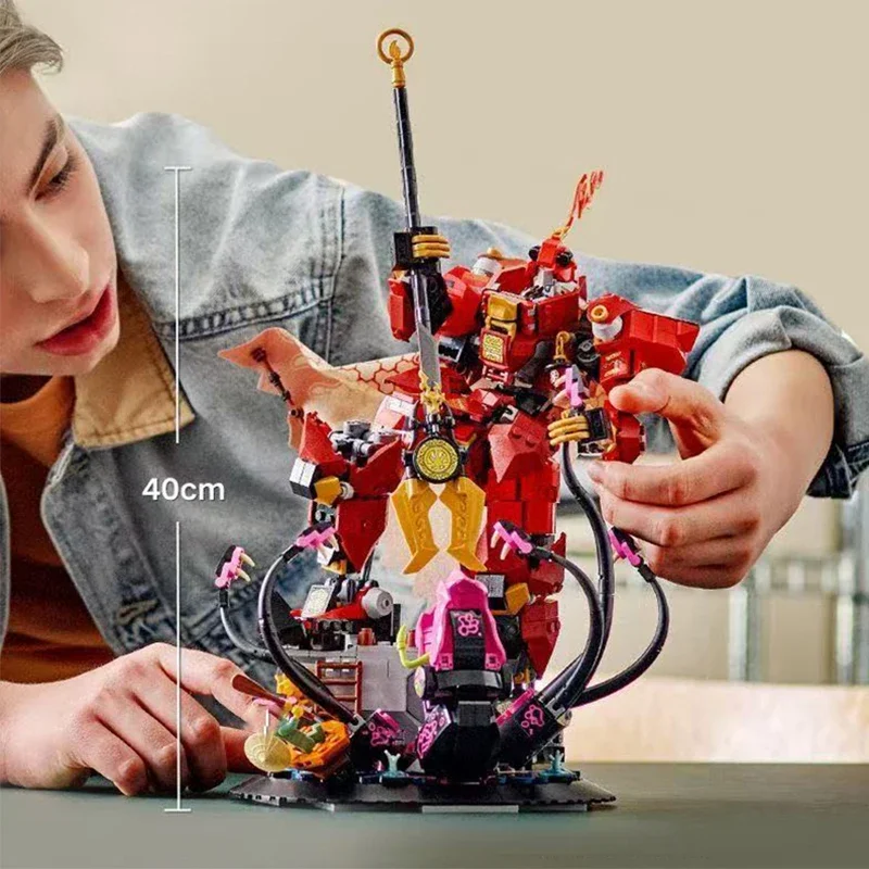 

Новинка 2025, совместимые наборы кирпичей Kai Smith Fire Knight Mech, детские игрушки, подарки для сборки