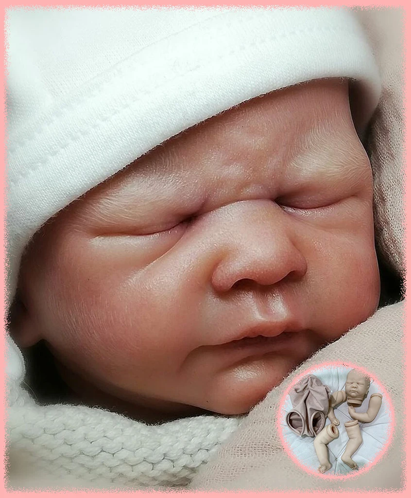 

Kovu Sleeping Reborn Baby Doll Kit 17inch Unfinished Unpainted Fresh Color Blank DIY Doll Parts With Cloth Body Collectible Doll