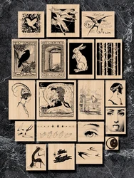 Retro European Lady Swan Bird Wooden Rubber Stamp Set DIY Scrapbooking Photo Album Card Making Wood Seal