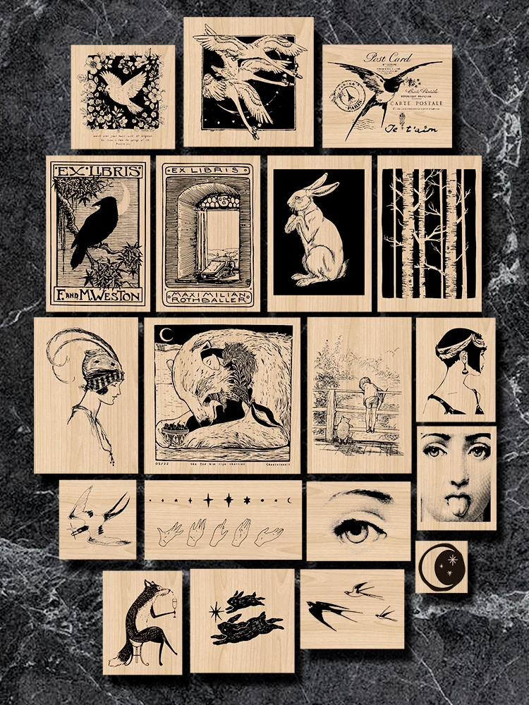 Retro europejska dama łabędź ptak drewniany zestaw gumowych stempli Album na zdjęcia DIY do scrapbookingu tworzenie kartek pieczęć drewniana