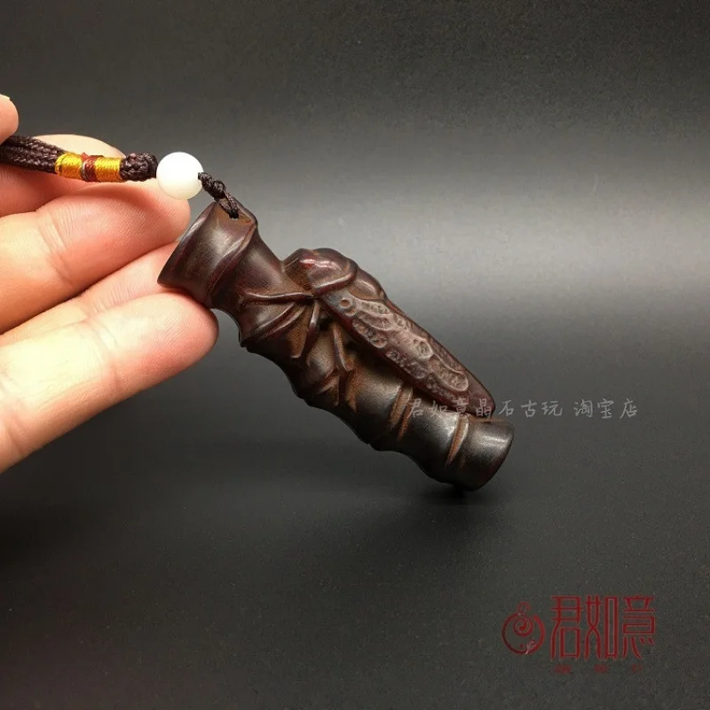 

Antler Carving Bamboo Joint Cicada Pendant Astonishing Bamboo Golden Cicada Yak Horn Handheld Antique-Style Object