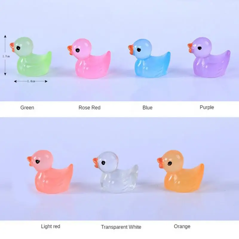 Mini patos luminosos em miniatura, pato fluorescente, musgo, micro paisagem, resina decoração de bonecas, brilho no escuro, 20 pcs, 10pcs