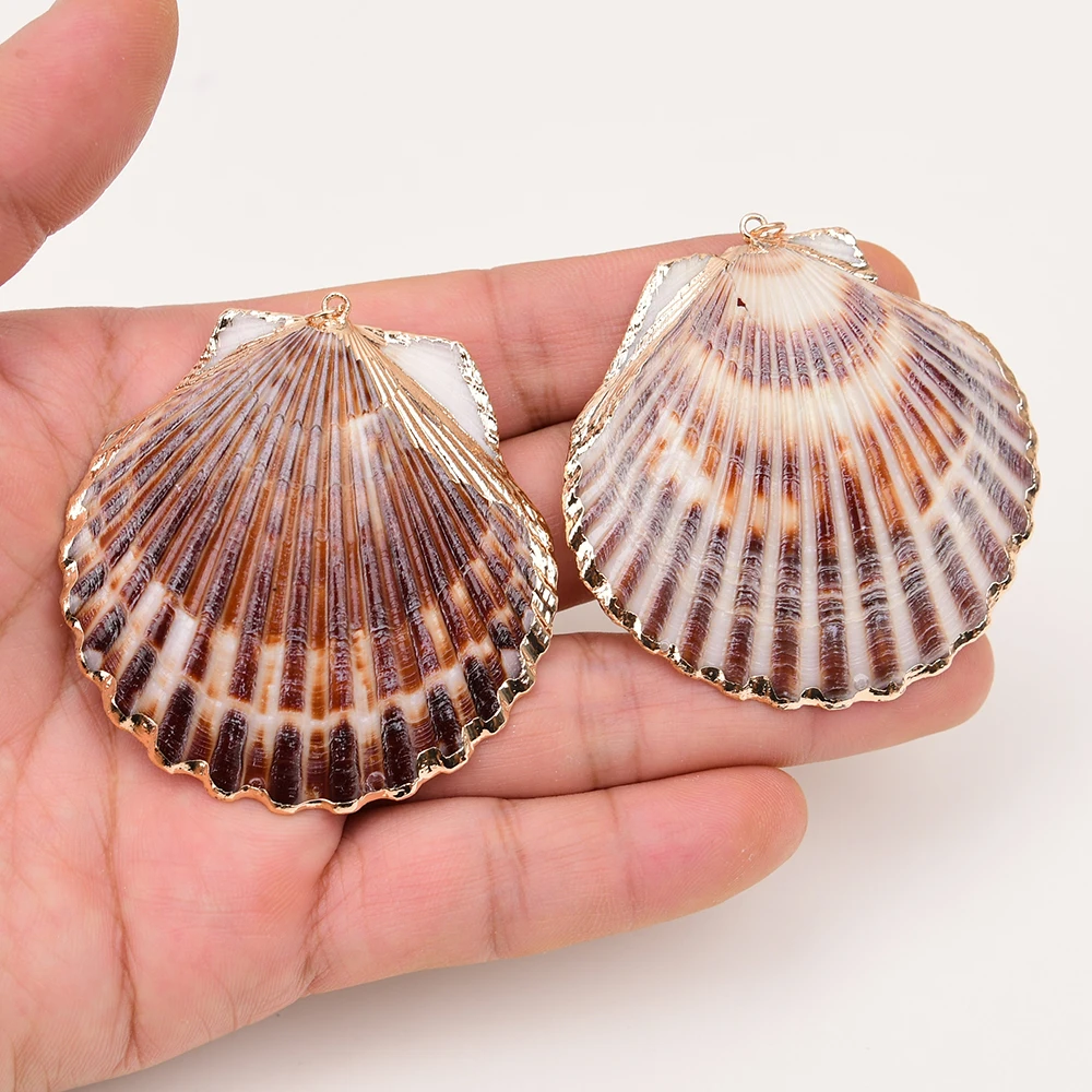 APDGG 5Pcs Mix Brown Color Shell Charms Pendant Jewelry Making DIY