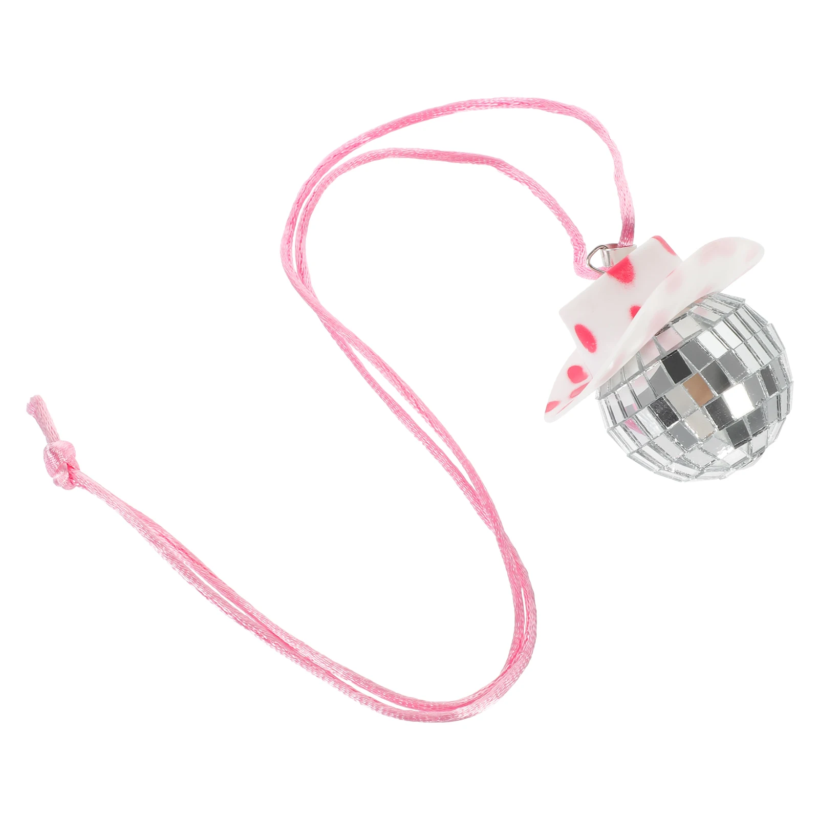

1Pcs Unique Cow Hat Hanging Ornament Mirror Glass Disco Ball Car Interior Decor Pendant