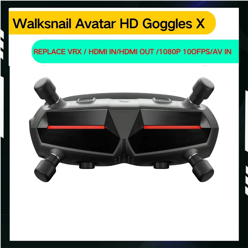 Walksnail Avatar HD Goggles X 1080P/100FPS FOV50 Built-in Gyro Bluetooth Wi-Fi Module 7-26V for FPV Drones Fixed-Wing RC Cars